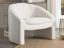 Discount Vente-unique Sofá de 2 plazas y sillón en tejido tela de rizo OSSANA Blanco