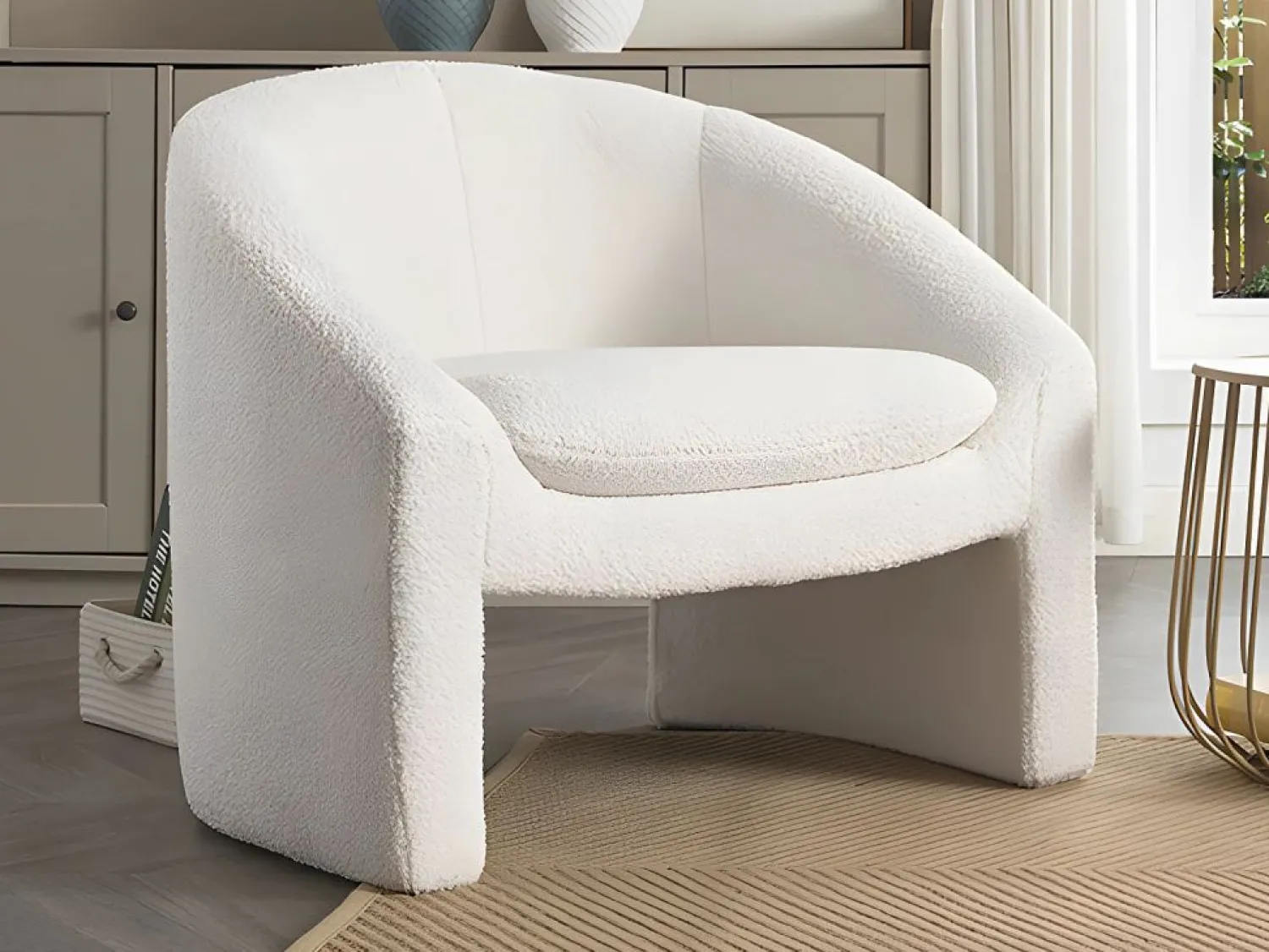 Discount Vente-unique Sofá de 2 plazas y sillón en tejido tela de rizo OSSANA Blanco
