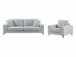 Vente-unique Sofá de 3 plazas y sillón en tela texturizada JAMOLO