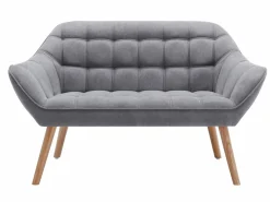 New Vente-unique Sofá de 2 plazas y sillón acolchado estilo escandinavo. Tendencia del momento. Medidas: Ancho 127 / 82 x Prof. 73 x Alt. 77 cm. CASERTA Gris