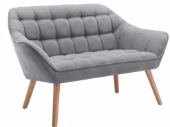 New Vente-unique Sofá de 2 plazas y sillón acolchado estilo escandinavo. Tendencia del momento. Medidas: Ancho 127 / 82 x Prof. 73 x Alt. 77 cm. CASERTA Gris