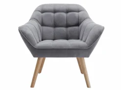 New Vente-unique Sofá de 2 plazas y sillón acolchado estilo escandinavo. Tendencia del momento. Medidas: Ancho 127 / 82 x Prof. 73 x Alt. 77 cm. CASERTA Gris