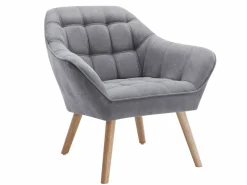 New Vente-unique Sofá de 2 plazas y sillón acolchado estilo escandinavo. Tendencia del momento. Medidas: Ancho 127 / 82 x Prof. 73 x Alt. 77 cm. CASERTA Gris