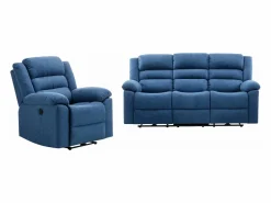 Vente-unique Sofá de 3 plazas y sillón reclinable eléctrico de tela BUROLO