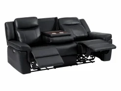 Vente-unique Sofá de 3 plazas y sillón relax eléctrico de piel KENNETH