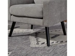Hauss Spole Sofá de 2 plazas y sillones en tejido de lino - Juego de 2 con patas de madera