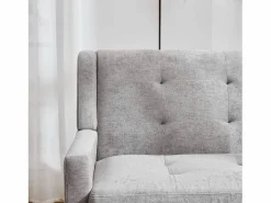 Hauss Spole Sofá de 2 plazas y sillones en tejido de lino - Juego de 2 con patas de madera