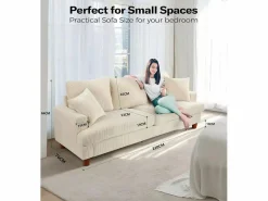 Sofá de 3 puentes en terciopelo , sofá recto grande, asientos profundos adicionales de 53 cm, con 2 almohadas - 220x76x84cm Sofá Escandinavo