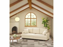Sofá de 3 puentes en terciopelo , sofá recto grande, asientos profundos adicionales de 53 cm, con 2 almohadas - 220x76x84cm Sofá Escandinavo