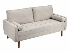 DripeX Sofá de 3 salones en tela de lino - escandinavo - con 2 almohadas y reposabrazos - pies de madera sólida - 173x77x84cm