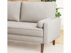 DripeX Sofá de 3 salones en tela de lino - escandinavo - con 2 almohadas y reposabrazos - pies de madera sólida - 173x77x84cm