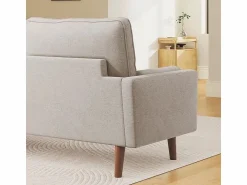 DripeX Sofá de 3 salones en tela de lino - escandinavo - con 2 almohadas y reposabrazos - pies de madera sólida - 173x77x84cm