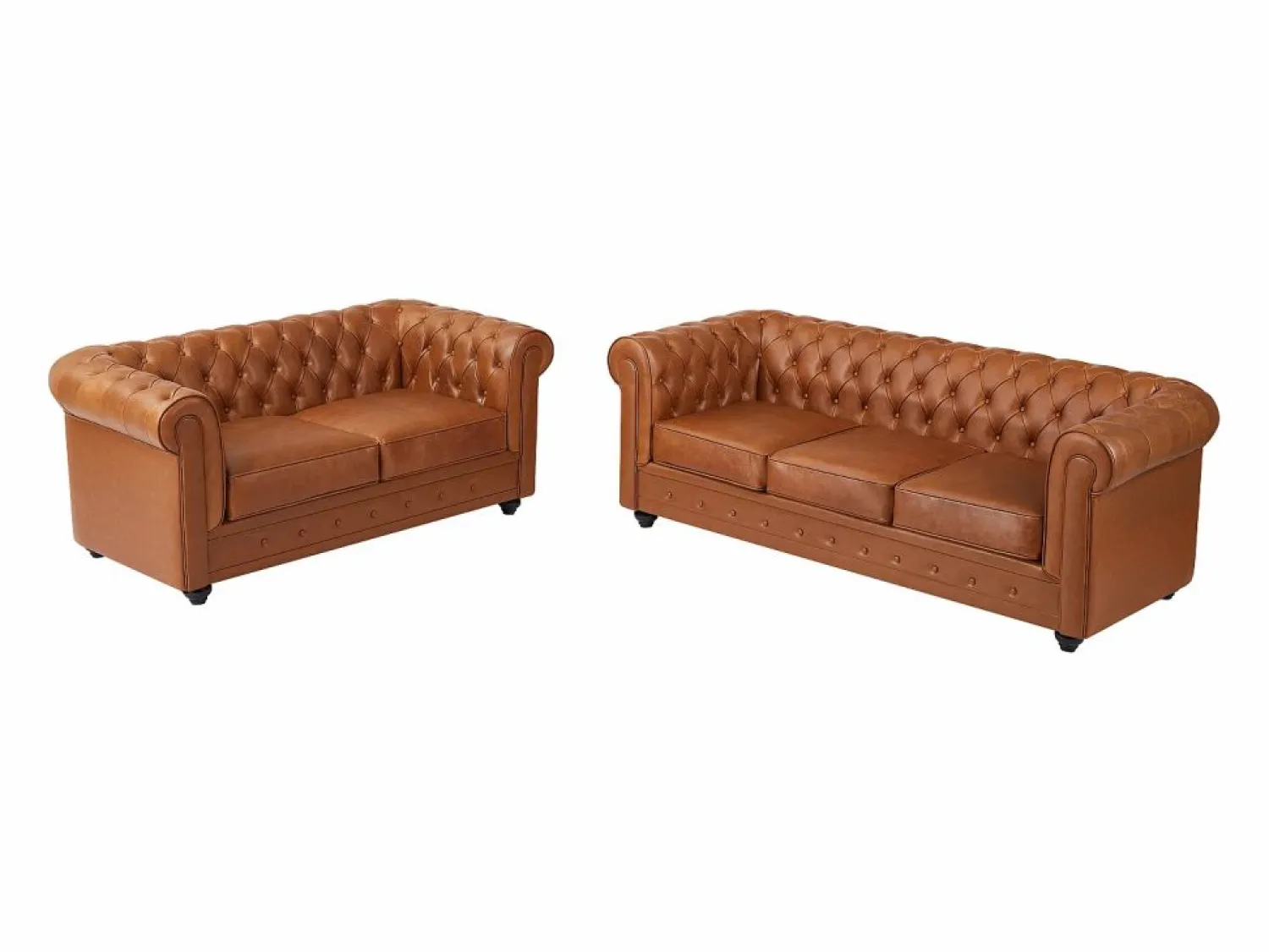 Sale Sofá de 3 y 2 plazas de piel de vaca color CHESTERFIELD Conjunto Sofás