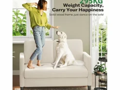 Online Sofá de comodidad de 2 salas en terciopelo de peluche, con un asiento profundo de 55 cm y reposabrazos - 128x78x89cm Sofá Escandinavo