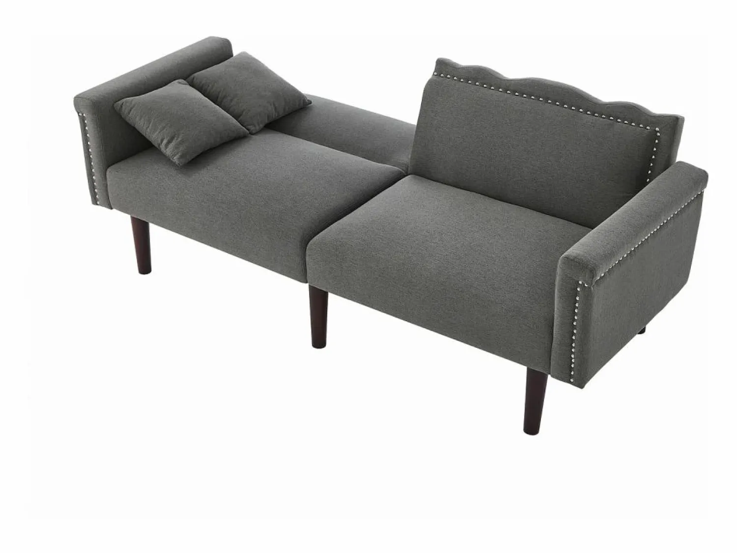 Sofá de dos plazas con función reclinable, respaldo doble regulable independientemente, tapizado en metal, tejido de algodón y lino, color .