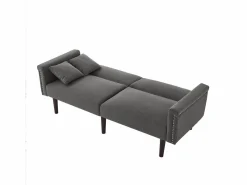 Sofá de dos plazas con función reclinable, respaldo doble regulable independientemente, tapizado en metal, tejido de algodón y lino, color .