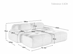 Discount KOMHTOM Sofá de dos plazas de terciopelo a cuadros, antideslizante, con reposabrazos ergonómicos y acolchado mullido de alta resistencia, . Gris