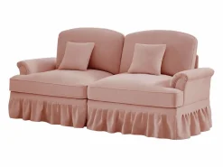 Outlet Sofá de dos plazas elegante respaldo segmentado cojín móvil chenilla Rosa