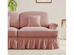 Outlet Sofá de dos plazas elegante respaldo segmentado cojín móvil chenilla Rosa