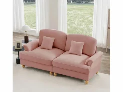 Outlet Sofá de dos plazas elegante respaldo segmentado cojín móvil chenilla Rosa