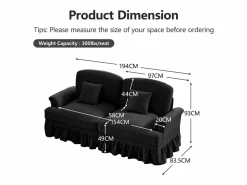 Sofá de dos plazas Módulos flexibles Convertible en sofá cama Puff multifunción Chenilla