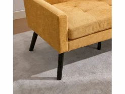 Online Hauss Spole Sofá de dos plazas y sillones en tejido de lino - Juego de 2 con patas de madera Amarillo
