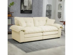 Online Hauss Spole Sofá de dos plazas y sillones giratorios en tejido chenilla - Con cojines Beige
