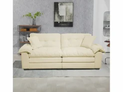 Online Hauss Spole Sofá de dos plazas y sillones giratorios en tejido chenilla - Con cojines Beige