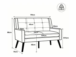 Best Hauss Spole Sofá de dos plazas y sillones en tejido de lino - Conjunto de 2 con patas de madera Beige