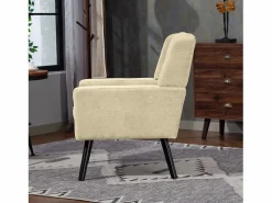 Best Hauss Spole Sofá de dos plazas y sillones en tejido de lino - Conjunto de 2 con patas de madera Beige