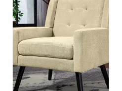 Best Hauss Spole Sofá de dos plazas y sillones en tejido de lino - Conjunto de 2 con patas de madera Beige