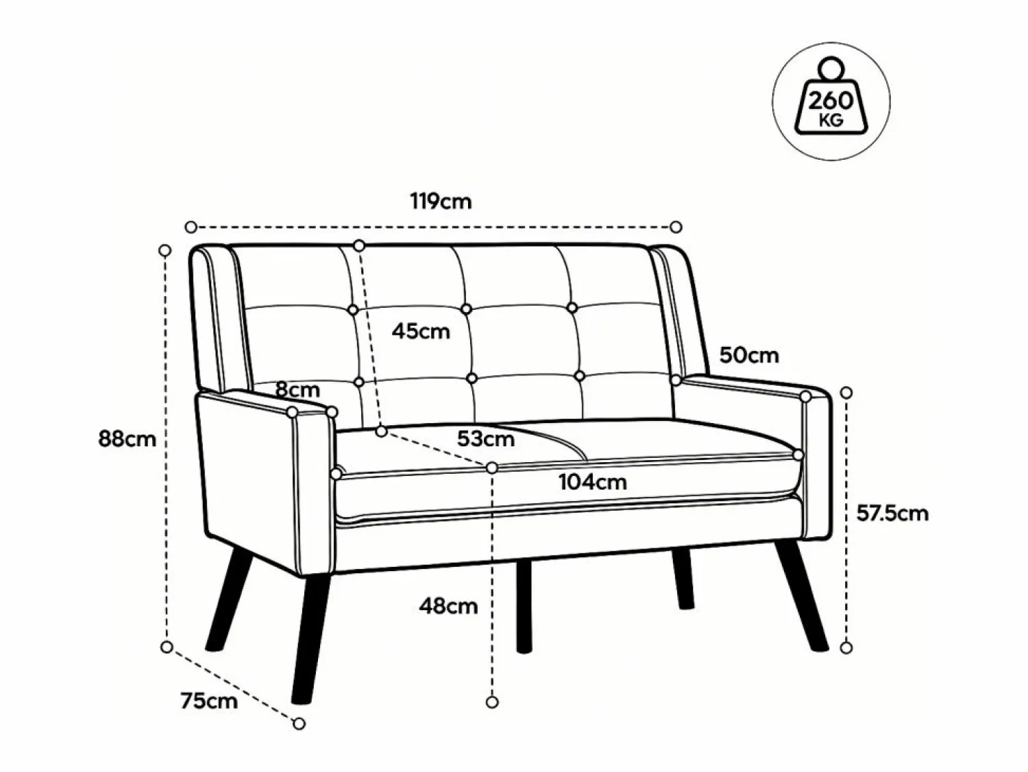Discount Hauss Spole Sofá de dos plazas y sillones en tejido de lino - Juego de 2 con patas de madera Verde