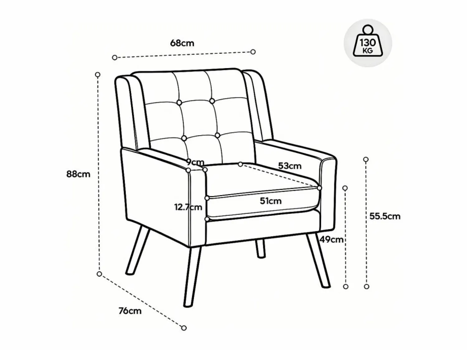 Discount Hauss Spole Sofá de dos plazas y sillones en tejido de lino - Juego de 2 con patas de madera Verde