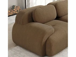 Outlet Sofá de esquina 2 plazas modular - en Pana - con 2 cojines y otomana - ergonómico - 208x178x70cm - Marrón Sofás Club