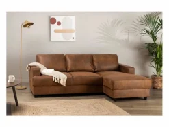 Online Sofá de esquina 4 plazas Vintage Marrón Contemporáneo - Tela 100% poliéster - Estructura de Pino Macizo - Cómodo y Elegante Sofá - 4 Plazas