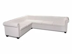 Sale vidaxl Sofá de esquina Chesterfield 6 plazas cuero artificial Blanco