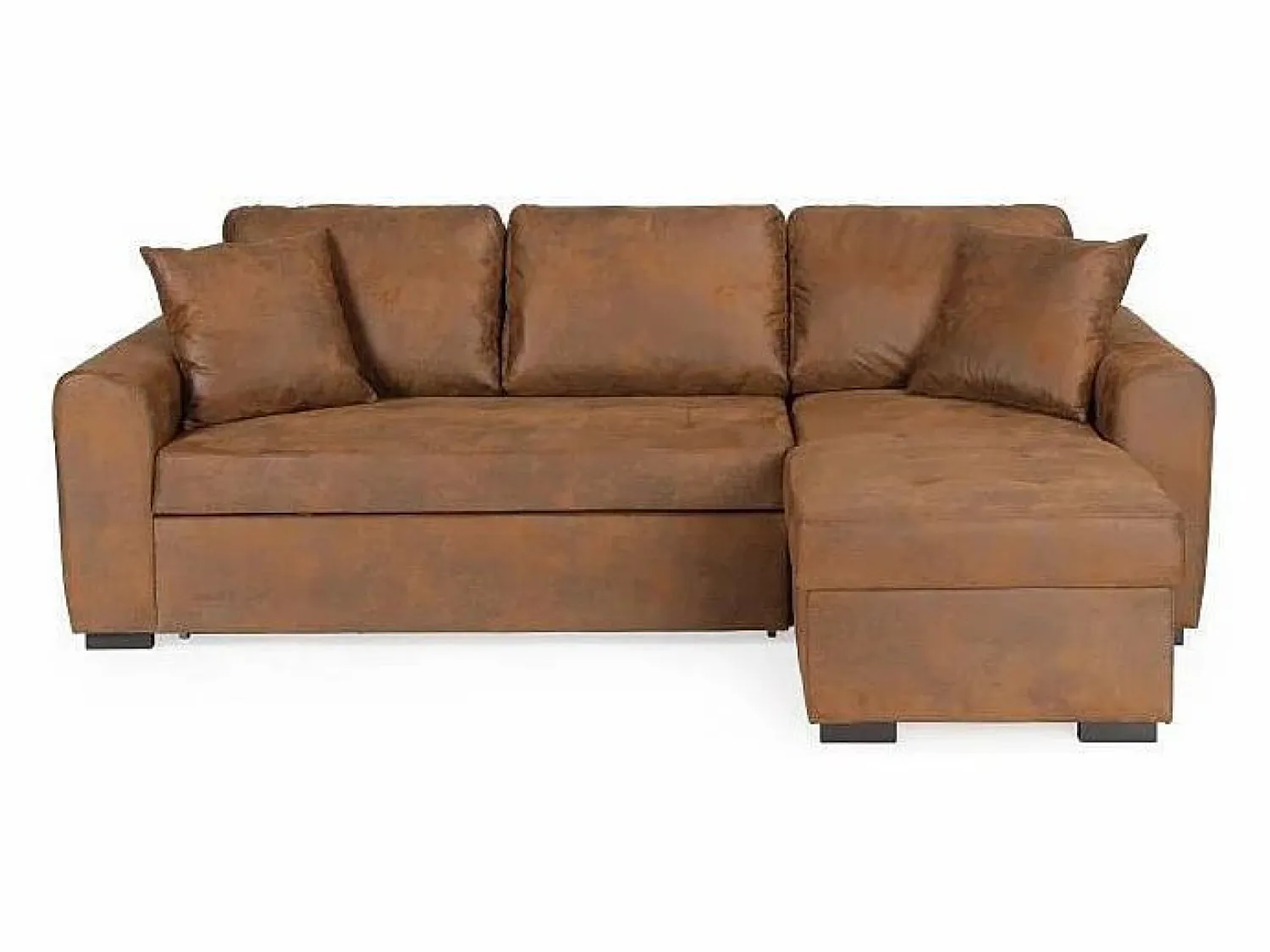 Best Sofá de Esquina Convertible Reversible Hamilton de Tela Vintage Marrón - 4 Plazas con Almacenamiento Sofá Vintage