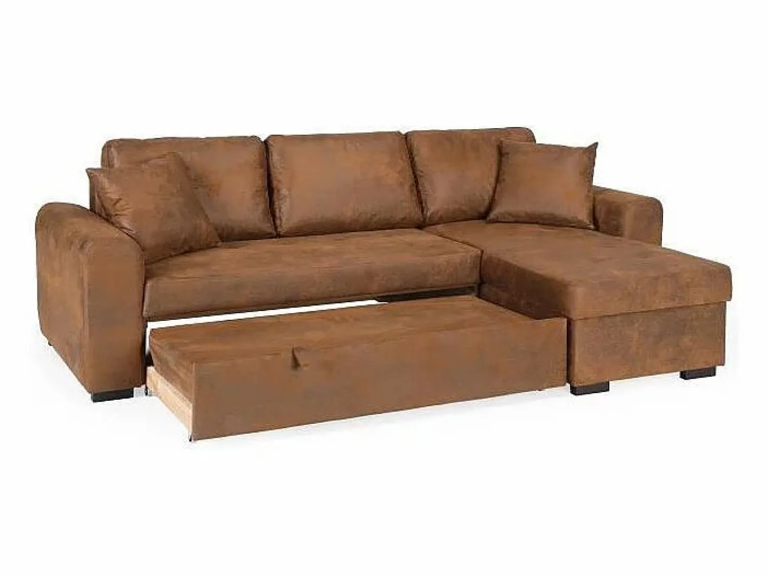 Best Sofá de Esquina Convertible Reversible Hamilton de Tela Vintage Marrón - 4 Plazas con Almacenamiento Sofá Vintage
