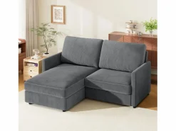 Online Sofá de esquina de 2 salas - ángulo reversible derecho / izquierda - 180x140x86cm - en tela de terciopelo acanalado - carga máxima de 300 kg - Sofá - 2 Plazas|Sofá De Tela