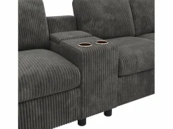 Sofá de esquina moderno en forma de U - con USB y Type-C - con 2 reposapiés con almacenamiento - con 2 portavasos - pana acanalada - Sofá - 4 Plazas