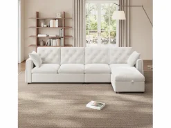 ModernLuxe Sofá de esquina moderno en L - Con espacio de almacenamiento - Ajustable a izquierda y derecha - Con bolsillos laterales de almacenamiento - Terciopelo - ​​​