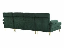 Sale Sofá de esquina panorámico en pana - 4 plazas - con LED RGB y puerto USB+Type-C - 265x135x88cm - Sofá - 4 Plazas