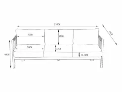 Outlet Sofá de jardín de 3 plazas de aluminio y cuerda - con cojines beige - HELYSI de Salones De Jardín