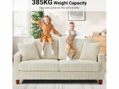 Sofá de terciopelo acanalado de 2 a 2 años, sofá derecha acolchado moderno grande con asientos extra profundos de 56 cm - 2 cojines - 178x76x89cm - Sofá Escandinavo|Sofá De Terciopelo