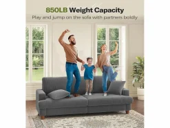DripeX Sofá de terciopelo acanalado de 3 salones, sofá derecha acolchado moderno grande con asientos profundos adicionales de 53 cm - 2 cojines - 220x76x84cm -