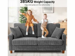 Hot Sofá de terciopelo acanalado de 2 a 2 años, sofá derecha acolchado moderno grande con asientos adicionales de 56 cm - 2 cojines - 178x76x89cm - Todos Los Sofás|Sofá Escandinavo