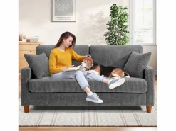 New Sofá de terciopelo acanalado de 2 a 2 años, sofá derecha acolchado moderno grande con asientos adicionales de 56 cm - 2 cojines - 178x76x89cm - Sofá Escandinavo|Sofá - 2 Plazas