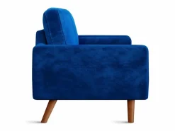 Sale DripeX Sofá de terciopelo derecho y madera maciza - 3 lugares - carga máxima 300 kg - 176x78x85cm Azul