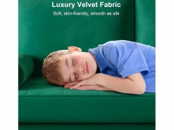 DripeX Sofá de terciopelo de 2 salones modernos, reposabrazos acolchados, madera maciza, madera blanda, 143x77x86cm Verde