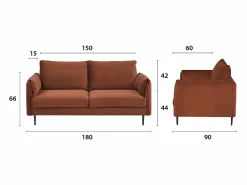 SENHO Sofá de tres plazas de terciopelo YORK - Amplia comodidad y diseño moderno